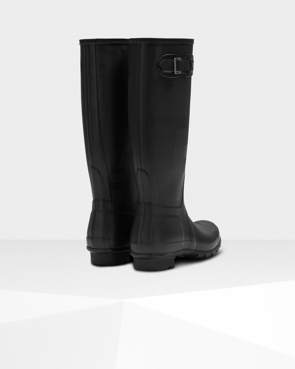 Women Hunter Original Exploded Logo Texture | Tall Rain Boots Black | NZ-95012-XIDB